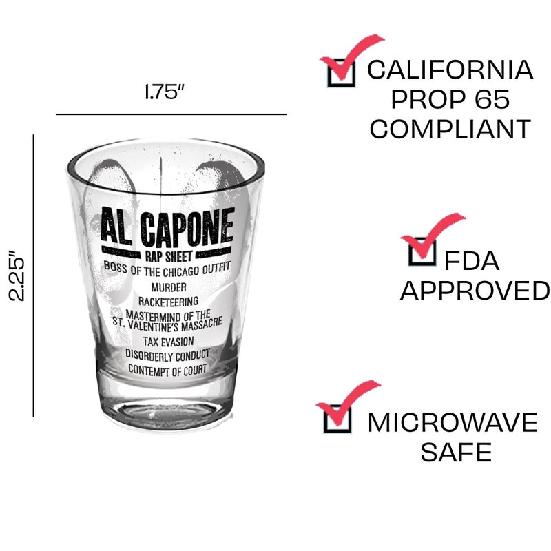 The Unemployed Philosophers Guild Mug Shots - 6 Piece Shot Glass Set of Famous Gangster Mugshots - Comes in Colorful Gift Box - Image 2